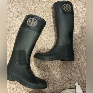Tory Burch Black Knee-High Rain Boots